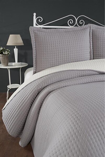 Çeyiz Diyarı Elisa Filled Double Sided Double Size 240X260 cm Bedspread Dark Gray