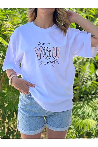 Afri Γυναικείο λευκό μπλουζάκι με τύπωμα oversized – Με σχέδιο, βαμβακερό άνε...