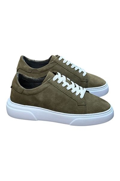 Greyybull Shoes Khaki Nubuck Men's Sneakers-Khaki Leather Sneakers