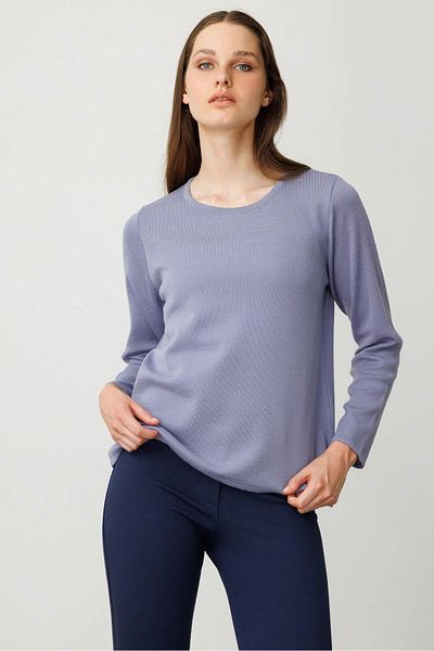 Desen Triko Women's Crew Neck Long Sleeve Basic Wool Blouse A.Magenta