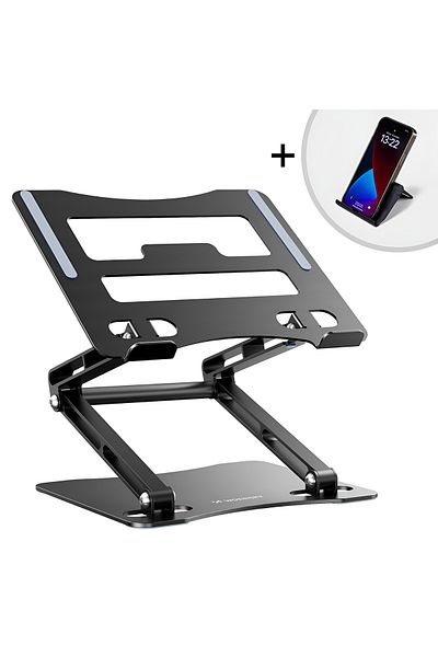 WOZINSKY ZESTAW Podstawka pod laptopa aluminiowa + podstawka do smartfona - czarna
