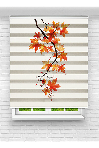 Ay Işığım Sonbahar Yaprakları Desenli Dijital Baskılı Zebra Stor Perde - Salo...