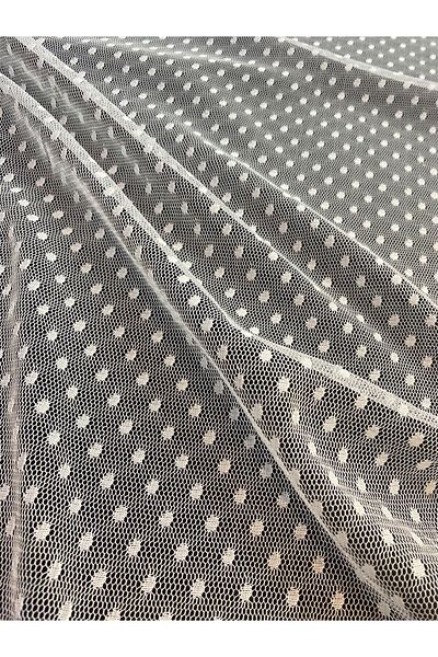 Yiğit Kumaş Ecru Polka Dot Tulle Fabric