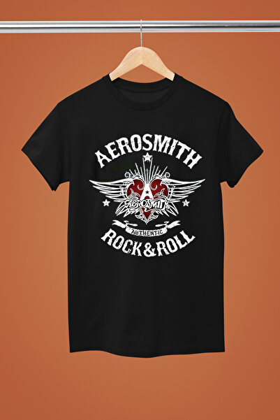 MAGORS تيشيرت روك من القطن بأكمام قصيرة وطبعة AEROSMITH