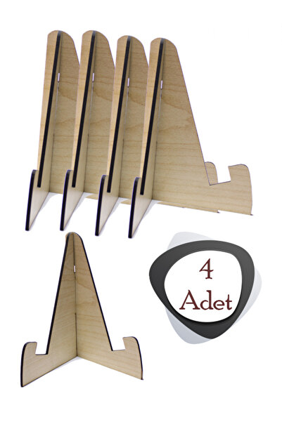 ouz dekor 4 ADET Çok Amaçlı Ahşap Stand - Kitap Tabak Fotoğraf Çerçevesi Ayak...