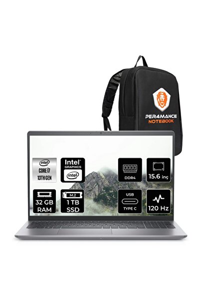 Dell Vostro 3530 i7 1355U 32GB 1TB SSD 15.6" FHD 120 Hz FDOS Taşınabilir Bilgisayar & PER4 Çanta