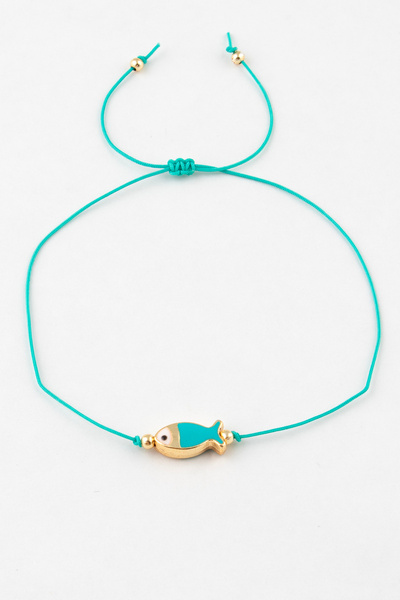 Sortie Aksesuar Fish figured adjustable length rope bracelet with enamel