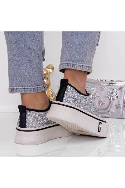 mei Pantofi Sport Dama cu Platforma 3AL18 Argintiu