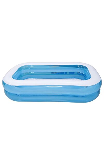 ZanaCasei Inflatable rectangular children's pool 201 x 150 x 51 cm - White/Blue, Resistant Vinyl