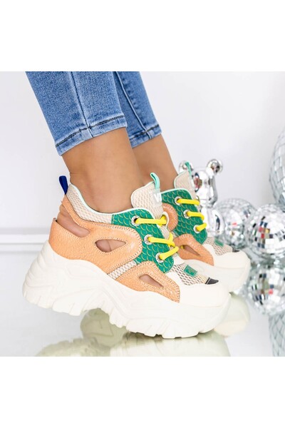 mei Pantofi Sport Dama cu Platforma 3SJN37 Portocaliu