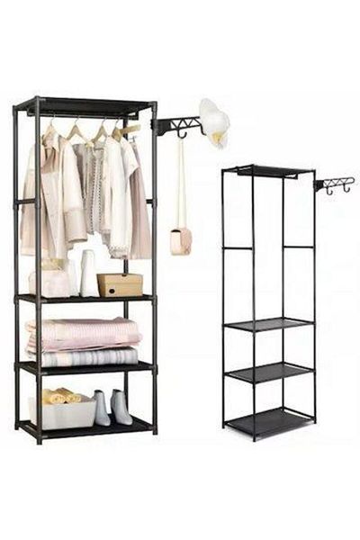 Dexia Vertical clothes rack with 3 shelves and hanger bar, 170x55x35 cm