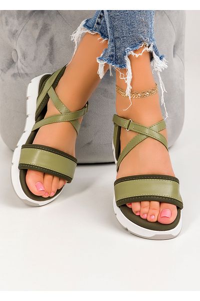 starlike Women's platform sandals khaki A111