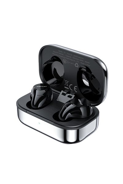Acefast Gamingowe słuchawki bezprzewodowe dokanałowe TWS Bluetooth 5.2 wodoodporne IPX4 srebrny