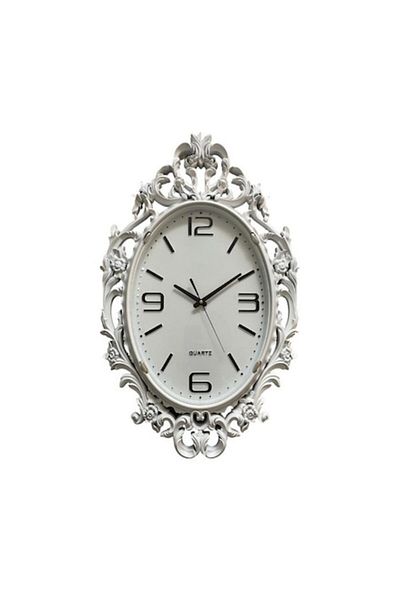 BLA BLA FOAM Wall Clock with Baroque Style Frame and Arabic Numerals, 70x45 cm, White
