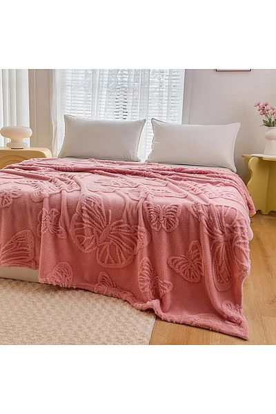 OEM Cocolino double bed blanket, embossed butterfly pattern, practical, soft and velvety texture, 61246-7