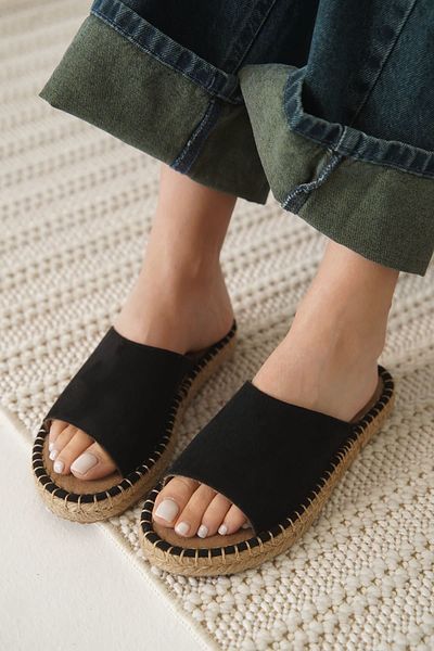 MarjinalTrendim Gray Suede Black Women's Slippers