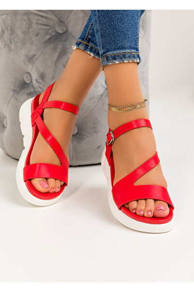 starlike Women's red platform sandals A113