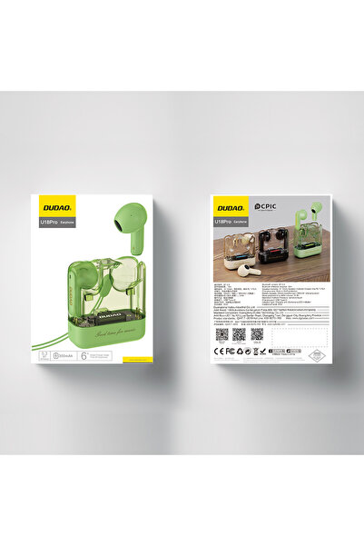 DUDAO Bezprzewodowe słuchawki TWS U18Pro Bluetooth 5.3 zielone