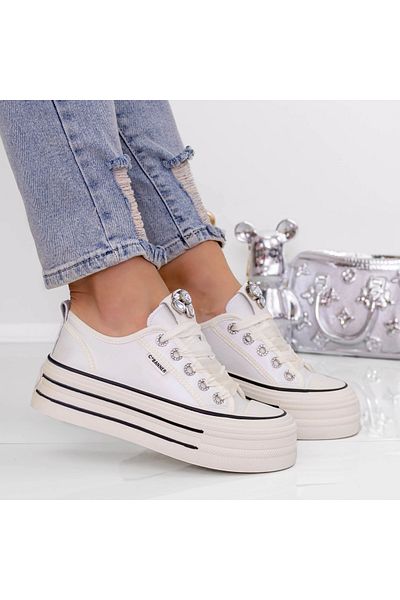 mei Women's Platform Sneakers 3AL61 White