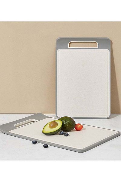 Saharaz Wheat Fibre Chopping Boards, Double-Sided with Juice Grooves and with Easy Grip Handles, Non-Slip