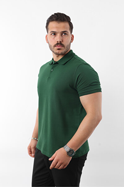 comstar Men's Cotton Basic Green Polo Neck T-Shirt