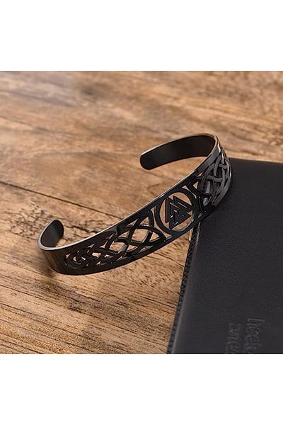 Viking Adjustable Norse Mythology Valknut Tarnish&Rust Free 316L Steel Bracelet