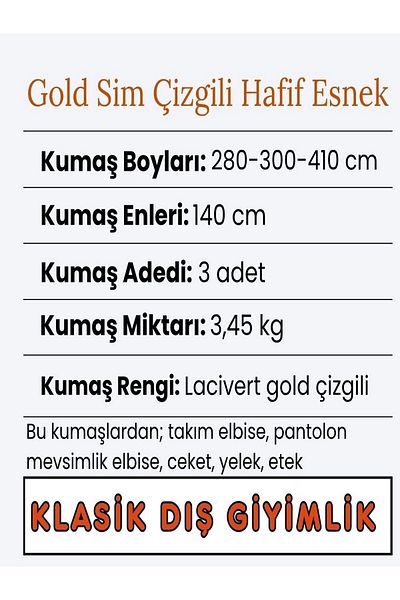 Yiğit Kumaş Classic Fabric Setlight Flexible, Sizes 280-300-410 cm 3 Pieces