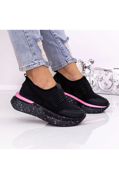 mei Pantofi Sport Dama cu Platforma 3AL22 Negru-Mov