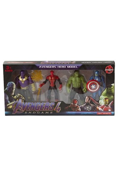 OEM Set 4 Figurines Superheroes Avengers Marvel, Hulk, Thanos, SpiderMan, Captain America, 11 cm, +3 yea