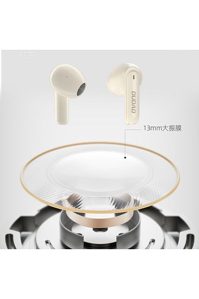DUDAO Bezprzewodowe słuchawki TWS U18Pro Bluetooth 5.3 beżowe