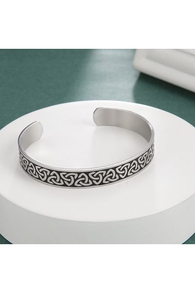 Viking Adjustable Celtic Knot Pattern Style Tarnish&Rustproof 316L Steel Bracelet