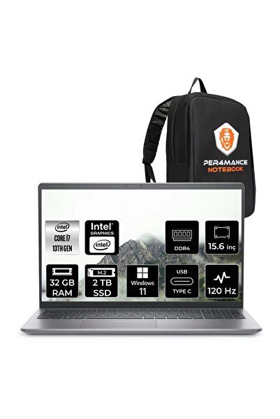 Dell Vostro 3530 i7 1355U 32GB 2TB SSD 15.6" FHD 120 Hz W11H Taşınabilir Bilgisayar & PER4 Çanta