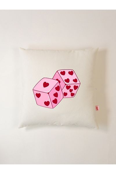 Galia Tasarım Heart Dice Patterned Pillow Case 45X45 cm