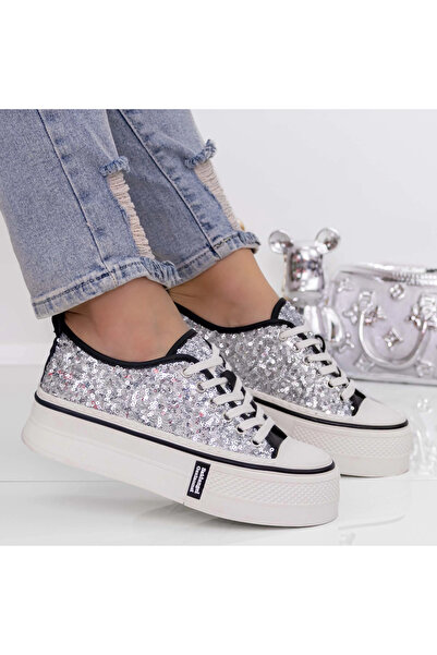 mei Pantofi Sport Dama cu Platforma 3AL18 Argintiu