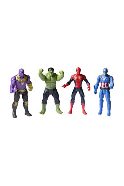 OEM Set 4 Figurines Superheroes Avengers Marvel, Hulk, Thanos, SpiderMan, Captain America, 11 cm, +3 yea