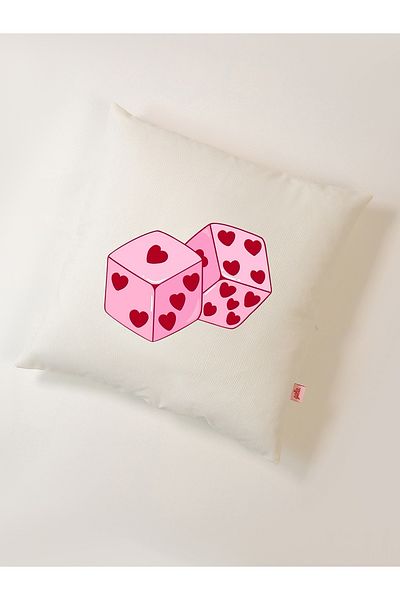Galia Tasarım Heart Dice Patterned Pillow Case 45X45 cm