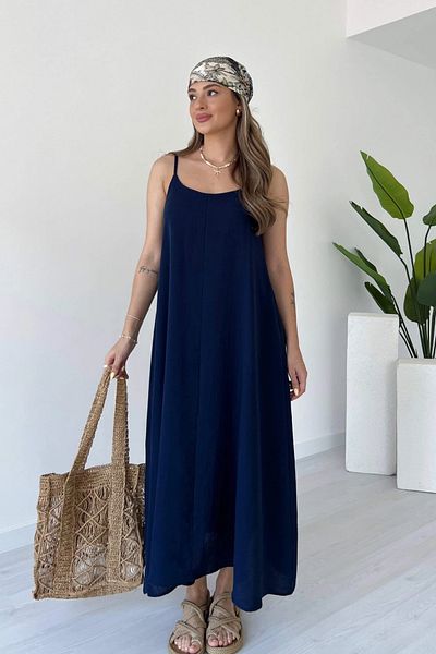 Sorridi Muslin Fabric Lined Maxi Dress with Adjustable Straps