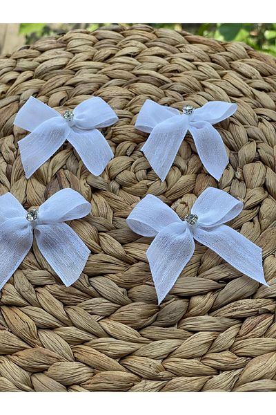HİMENİSA Stone Linen Ribbon Bow Ready 25 Pieces