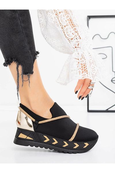 mei Women's Platform Sneakers 3AGZ121 Black-Gold