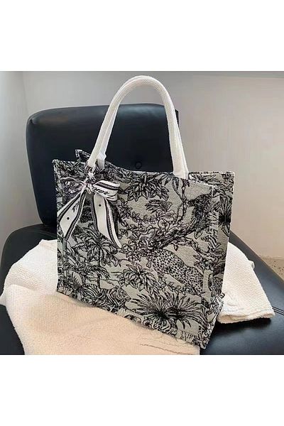 ENAR Big Capacity Bolsa Scarves Tote Bag Black/White