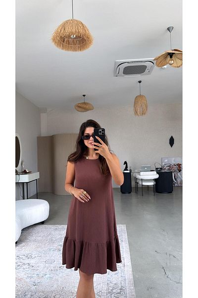 Buket Teke Καφέ φόρεμα με βολάν
