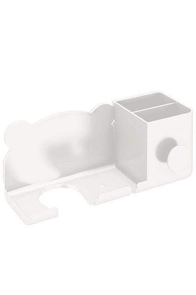 Aptel Hair dryer holder, 2 compartments, self-adhesive, plastic, white, 23×8.6×9.5 cm
