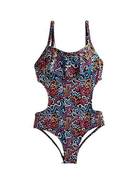 TooHot Girl's Multicolored Ruffled Side Cut Detailed Swimsuit