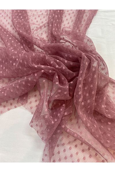 Yiğit Kumaş Dusty Rose Polka Dot Tulle Fabric