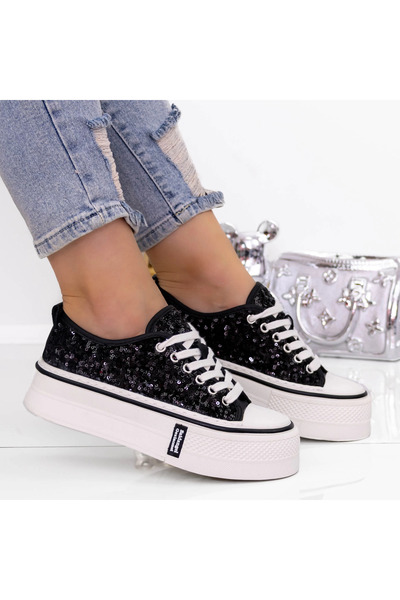 mei Γυναικεία Αθλητικά Παπούτσια με Πλατφόρμα 3AL18 Μαύρα