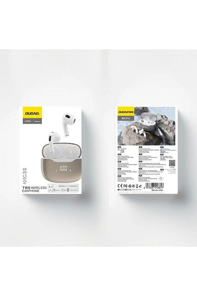 DUDAO Słuchawki bezprzewodowe Bluetooth 5.1 TWS U15N LED białe
