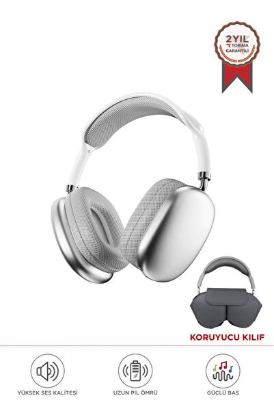 Torima Bluetooth Kulaklık Aux Sd Kart Girişli Kablosuz Kulaklık P9 Pro Max Beyaz