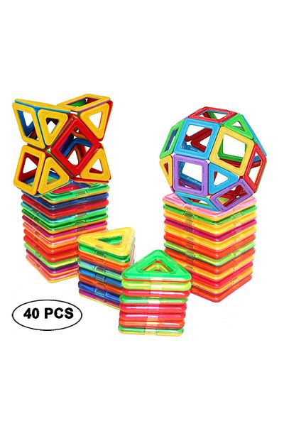 Saharaz 40 Pcs Magnetic Building Blocks Set Toys,Geometry Shapes,DIY Educational Toy,Gift for Kids