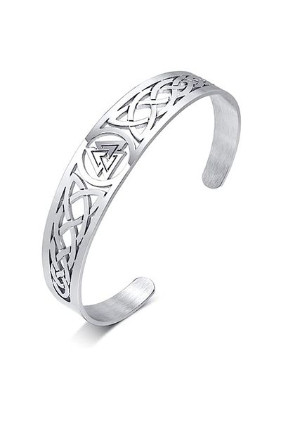 Viking Adjustable Norse Mythology Valknut Tarnish&Rust Free 316L Steel Bracelet