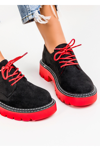 starlike Pantofi casual dama negru cu rosu A154